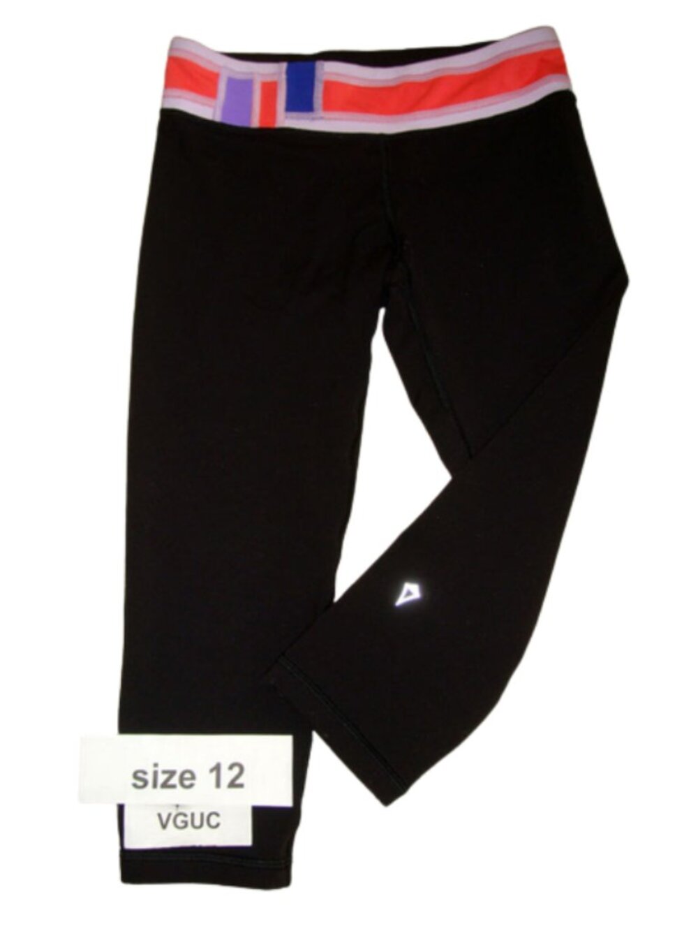 Ivivva Girl by Lululemon 🍋Rhythmic Crop Luon black colourful waistband size 12
